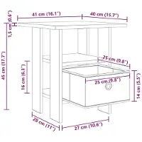 vidaXL Table de chevet Chêne fumé 41 x 40 x 45 cm Bois d'ingénierie