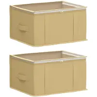 vidaXL Boîte de rangement avec fenêtre transparente sur le dessus, en tissu non tissé crème