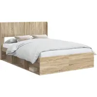 vidaXL Sommier avec rangement et tête de lit, chêne Sonoma, 120 x 200 cm