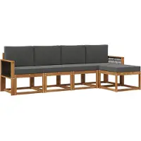 vidaXL Ensemble de canapés d'extérieur , 5 pièces, polyester naturel et anthracite