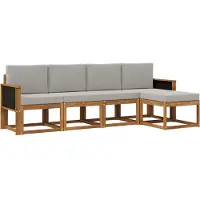 vidaXL Ensemble de canapés d'extérieur , 5 pièces, en polyester naturel et gris clair
