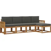 vidaXL Ensemble de canapés d'extérieur , 5 pièces, en polyester, couleurs : naturel et anthracite
