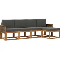 vidaXL Ensemble de canapés d'extérieur , 5 pièces, polyester naturel et anthracite