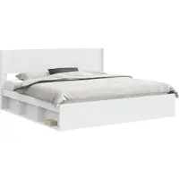 vidaXL Sommier avec rangement et tête de lit, blanc, 200 x 200 cm