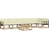 vidaXL Ensemble de salon de jardin 7 pièces, blanc et crème