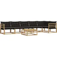 vidaXL Ensemble de canapés d'extérieur , 7 pièces, blanc et noir, 79 x 79 x 37 cm