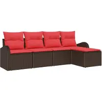 Syfax Ensemble de Canapés 5 pcs Marron et rouge polyrotin