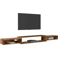 vidaXL Meuble TV mural Montage mural Bois ancien 220 x 28 x 21 cm