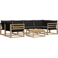 vidaXL Ensemble de canapés d'extérieur , 7 pièces, blanc et noir, 79 x 79 x 37 cm