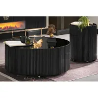 Xl Moebel Gmbh Élégante table basse noire avec un plateau en verre réfléchissant