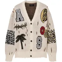 AllSaints Vestes en maille 'FOXX' jaune / vert foncé / noir / blanc naturel