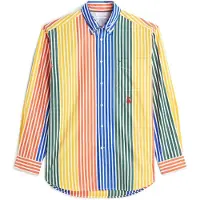 Tommy Hilfiger Chemise 'Relaxed Fit Multicolour Stripe' azur / jaune / vert foncé / orange