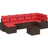 Syfax Ensemble de Canapés 8 pc Marron et rouge polyrotin