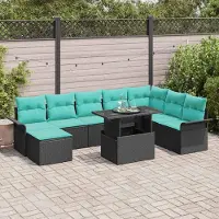Prolenta Maison Exclusive - Ensemble de canapé de jardin, 9 pièces, noir [Synthétique] : Rotin synthétique