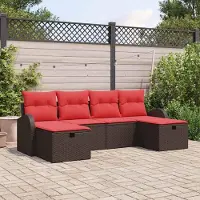 Prolenta Maison Exclusive - Ensemble de canapé de jardin, 6 places, en résine tressée marron