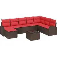 Syfax Ensemble de Canapés 9 pc Marron et rouge polyrotin