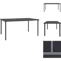 vidaXL Table de salle à manger d'extérieur anthracite 150 x 90 x 74 cm en acier - Tables de jardin
