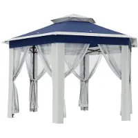 StarTech.com Pavillon de jardin - Tente pavillon - Dimensions : 2 x 2 m - Moustiquaire en filet - Hauteur réglable - Structure en acier - Tissu Oxford - Sac de transport - Bleu marine