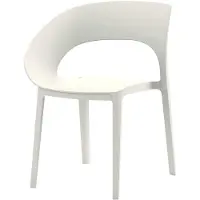 Rebecca Mobili Chaise de jardin empilable Elune 82,5 x 54 x 60 cm, polypropylène, blanc crème, style moderne, lot de 2