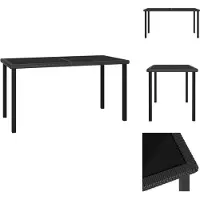 vidaXL Table de jardin noire 140 x 70 x 73 cm en rotin synthétique - Tables de jardin