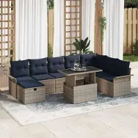 Prolenta Maison Exclusive - Ensemble de canapés de jardin, 9 pièces, gris, en résine tressée