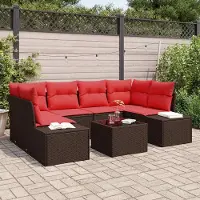 Prolenta Maison Exclusive - Ensemble de salon de jardin composé de 8 pièces, en résine tressée beige et rouge