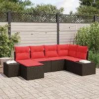 Prolenta Maison Exclusive - Ensemble de salon de jardin composé de 6 pièces, en résine tressée, coloris marron et rouge