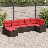 Prolenta Maison Exclusive - Ensemble de canapé de jardin, 7 pièces, couleur marron, en polyrotin