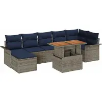 Syfax Ensemble de canapé de jardin 8 pcs Gris Poly rotin