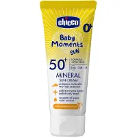 Chicco Crème solaire avec minéraux SPF 50+ Baby Moments, 0 mois+, 75 ml,