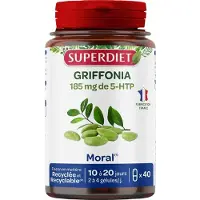 SuperDiet Griffonnia 185mg de 5-HTP Moral 40 Gélules