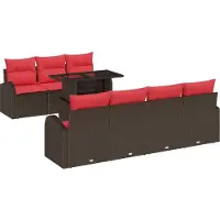 vidaXL Ensemble de canapés de jardin avec coussins et rangement, 8 pièces, en rotin synthétique marron