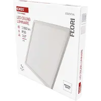 Emos Applique/plafonnier à LED FLORI, carré, blanc neutre 4000 K, 1800 lm, 18 W (au lieu d'une ampoule de 115 W), pour l'intérieur, 29,3 x 29,3 cm, blanc