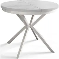 Alpi Möbel alpimeble Table ronde 90 cm/170 cm Montagne, Table pliante, Table de cuisine, Table à manger, Table à manger, Table de salon, Table de chambre, Table moderne, Pieds en métal blanc, Extensible