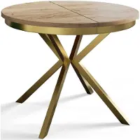 Alpi Möbel AlpiMeble Table à manger ronde BERGO, table extensible diamètre: 90 cm/170 cm, table de salon couleur: marron, avec pieds en métal couleur or