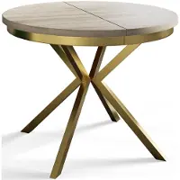 Alpi Möbel AlpiMeble Table ronde de salle à manger BERGO, table extensible de 120 cm/200 cm, table de salon beige avec pieds métalliques de couleur or