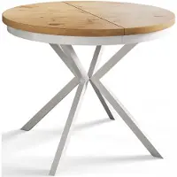 Alpi Möbel alpimeble Lancelot Table ronde 90 cm/170 cm Montagne, Table pliante, Table de cuisine, Table à manger, Table à manger, Table de salon, Table de chambre, Table moderne, Pieds en métal blancs,