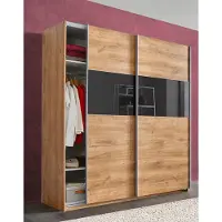 Wimex Armoire à portes coulissantes Bramfeld, chêne planches / verre gris, 180 cm