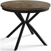 Alpi Möbel AlpiMeble Table de salle à manger ronde BERGO, table extensible, diamètre : 120 cm/200 cm, table de salon, couleur : gris, avec pieds en métal de couleur noire