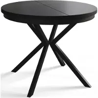 Alpi Möbel AlpiMeble Table de salle à manger ronde BERGO, table extensible, diamètre : 100 cm/180 cm, table de salon, couleur : noir, avec pieds en métal de couleur noire