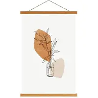 Markenlos Rail pour affiches, bande pour affiches, bande pour affiches 35 cm, magnétique, support magnétique pour affiches en bois, baguettes d'encadrement, rail pour photos, cadre photo (35 cm, bois de teck)