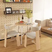 SUGIFT Table à manger ronde de style industriel, table de cuisine en aggloméré avec piètement en acier, table ronde pour 4 personnes, bois naturel | Ø 80 x 76 cm | jusqu'à 60 kg | antidérapante