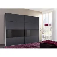 Wimex Armoire à portes coulissantes Bramfeld, verre noir graphite, 270 cm