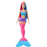 Barbie Dreamtopia Poupée sirène (cheveux roses et bleus), poupée à habiller