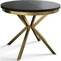 Alpi Möbel AlpiMeble Table de salle à manger ronde BERGO, table extensible, diamètre : 100 cm/180 cm, table de salon, couleur : noir, avec pieds en métal doré