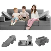 Vevor Canapé Enfant Convertible Ludique 15 Modules Géométriques Fauteuil pour Enfants Éponge 25D Haute Densité Housse Suédé Sofa Modulaire Plus de 30 Combinaisons pour Jouer Créer Dormir Salle de Jeux