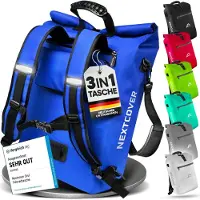 Nextcover 3in1 Bicycle Bag Single for Carrier [PVC free] | Waterproof Bicycle Bag, Backpack and Shoulder Bag 25L | Ideal for Laptop and Weekly Purchases | Bicycle Bag Single | Bicycle Bags