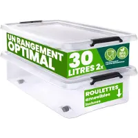 Deuba 2x Boîte de rangement plastique 60x40x17cm 30L