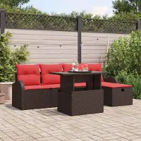 Prolenta Maison Exclusive - Ensemble de canapé de jardin, 6 places, en résine tressée marron