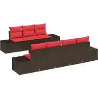 Syfax Ensemble de canapé de jardin 8 pcs Marron polyrotin